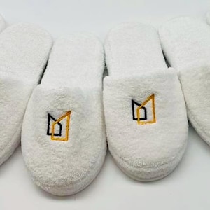 Custom Logo Turkish Terry Cotton Slippers, Branded Corporate Gifts, Promotional Spa Hotel Slippers, Bulk Company Giveaway image 8
