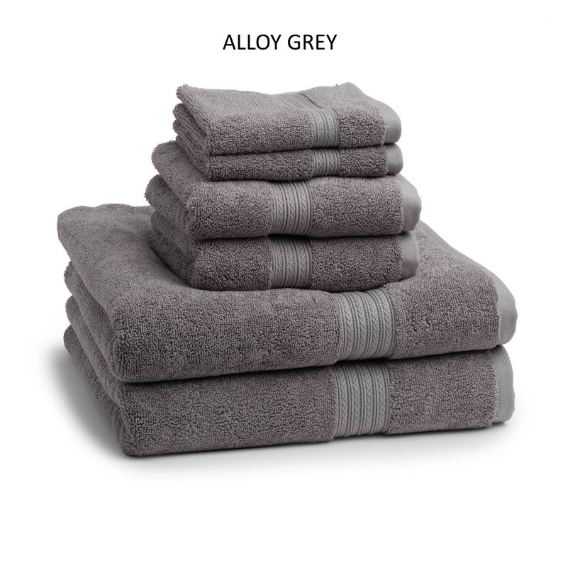 Personalized 100% Cotton Bath Towel, Monogrammed Customized Gift Towel, Guest Towel, Kids Towel, Teen and Adults Alloy Gray
