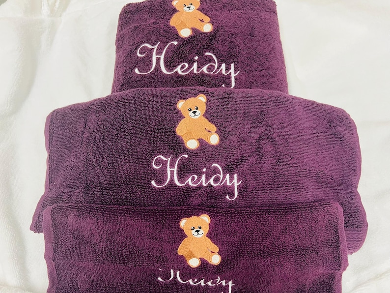 Personalized 3 piece Bath Towel Set, Embroidered Bath Towel, Hand Towel, Wash Cloth image 11