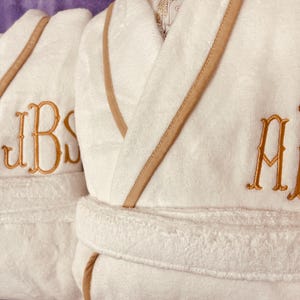 Personalized Turkish Plush Robe with Piping, Monogrammed 100% Cotton, Custom, Embroidered, Couples, Wedding Robe | Made in Turkey image 17