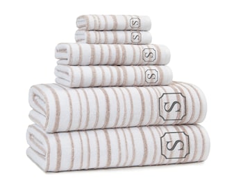 Personalized Halo Stripe Towels, Customized/Monogrammed, Guest Towel, Kids Birthday, Graduation Gift, Cotton Gift, Wedding/Anniversary
