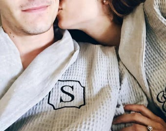 Personalized 100% Cotton Waffle/Terry Spa Robe, Luxury Men's and Women's, | Made in Turkey, Custom, Embroidered, Monogrammed, Wedding Robe