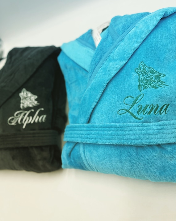 Personalized, Monogrammed, Custom, 100% Cotton Terry Velour, Luxurious, Plush Hooded Robe, Made in Turkey, OSFM / Medium, AQUA ONLY!!!