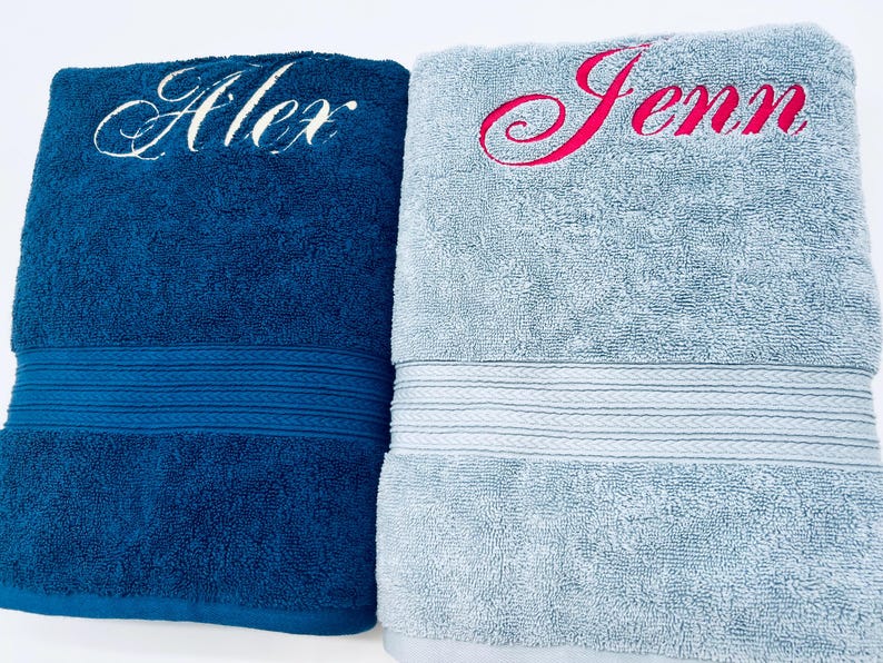 Personalized Bath Towel 28" x 54", Eco-Friendly Custom Monogrammed/Embroidered, 100% Cotton, Wedding, Birthday and Anniversary Gift image 15