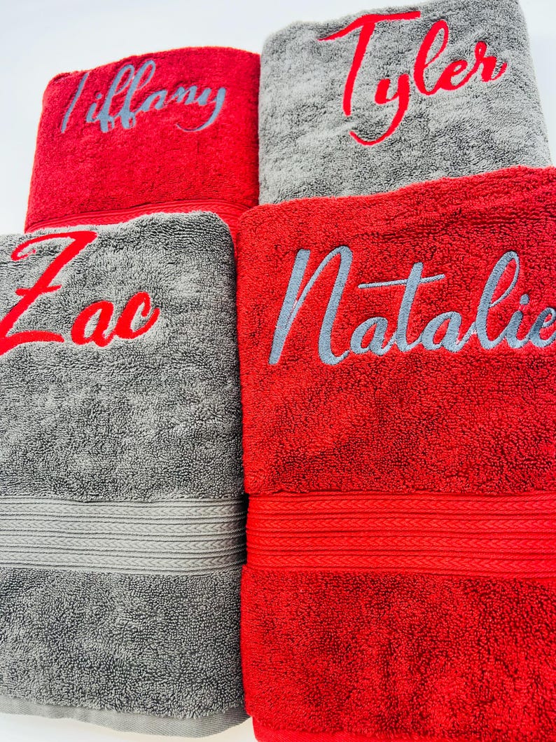 Personalized Bath Towel 28" x 54", Eco-Friendly Custom Monogrammed/Embroidered, 100% Cotton, Wedding, Birthday and Anniversary Gift image 7