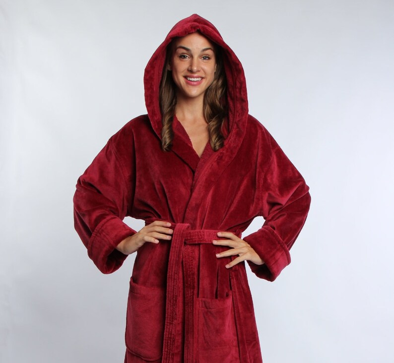 Parador\u00ae Monogrammed Hooded Turkish Terry Velour Bath Robe Personalized-Embroidered Women/'s Robe 100/% Combed Pure Cotton Gift For Her