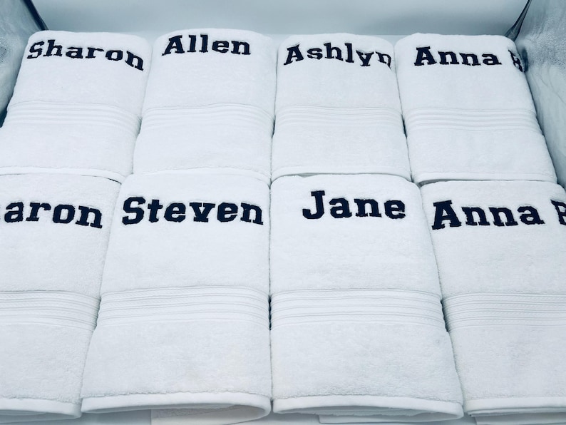 Personalized Bath Towel 28" x 54", Eco-Friendly Custom Monogrammed/Embroidered, 100% Cotton, Wedding, Birthday and Anniversary Gift image 13