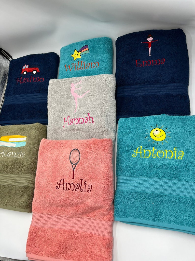 Personalized 100% Cotton Bath Towel, Monogrammed Customized Gift Towel, Guest Towel, Kids Towel, Teen and Adults image 2