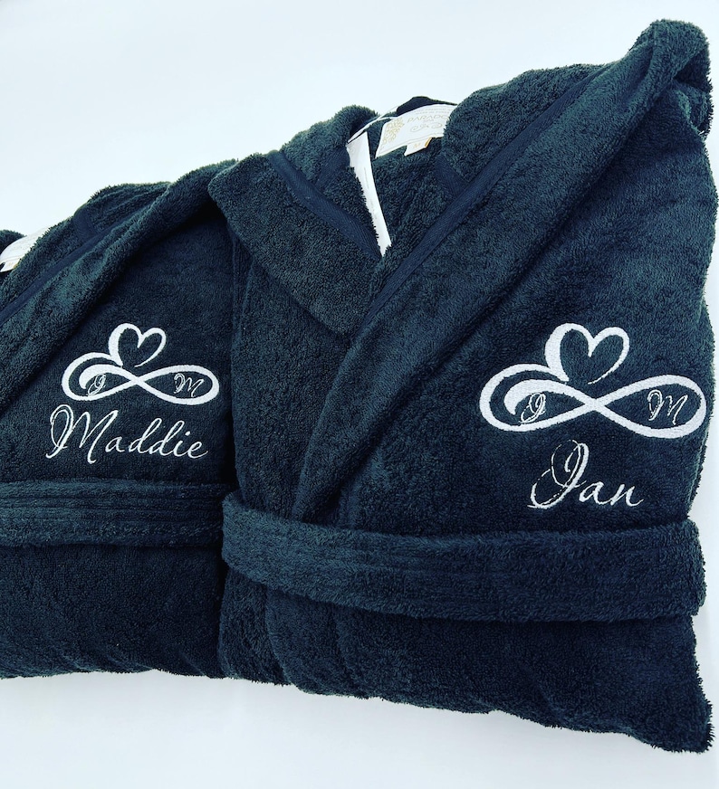 Personalized Hooded Turkish Terry Bath Robe, Monogrammed Robe with Hood, Embroidered, Custom Terry 100% Cotton Gift image 8