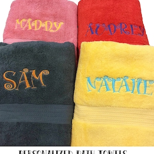 Personalized 100% Cotton Bath Towel, Monogrammed Customized Gift Towel, Guest Towel, Kids Towel, Teen and Adults image 4