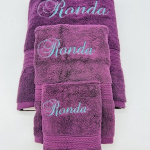 Personalized 3 piece Bath Towel Set, Embroidered Bath Towel, Hand Towel, Wash Cloth image 16
