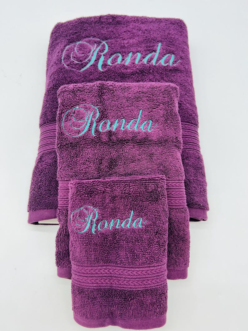 Personalized 3 piece Bath Towel Set, Embroidered Bath Towel, Hand Towel, Wash Cloth image 16