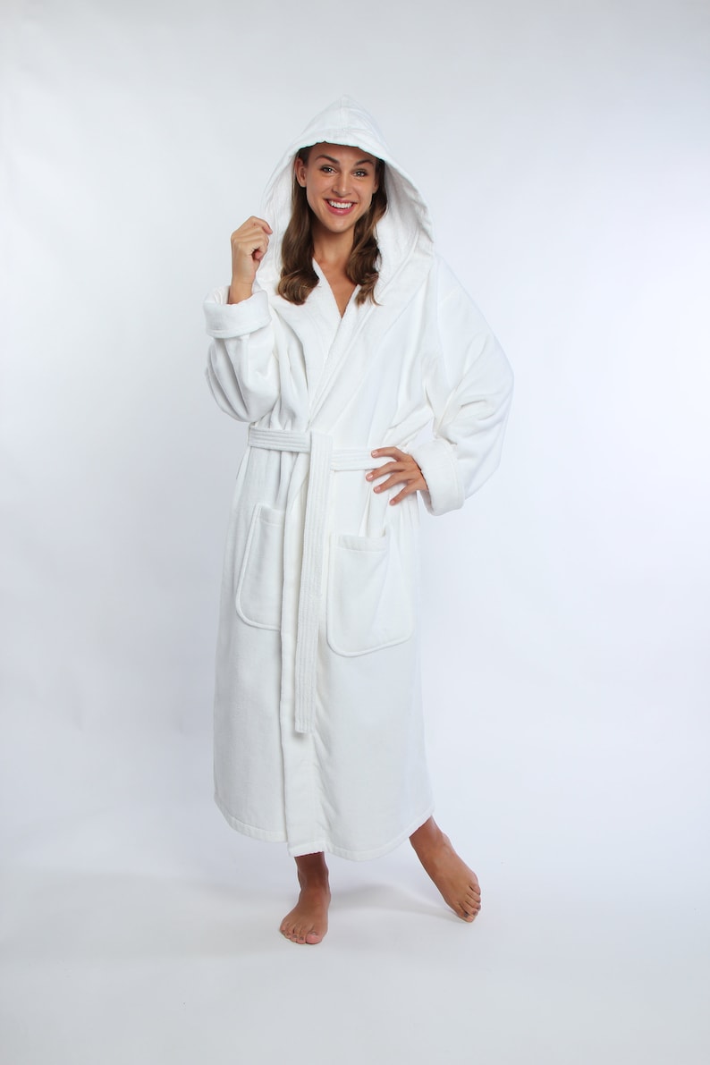 Parador\u00ae Monogrammed Hooded Turkish Terry Velour Bath Robe Personalized-Embroidered Women/'s Robe 100/% Combed Pure Cotton Gift For Her