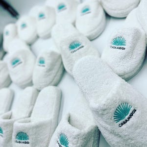 Custom Logo Turkish Terry Cotton Slippers, Branded Corporate Gifts, Promotional Spa Hotel Slippers, Bulk Company Giveaway image 4