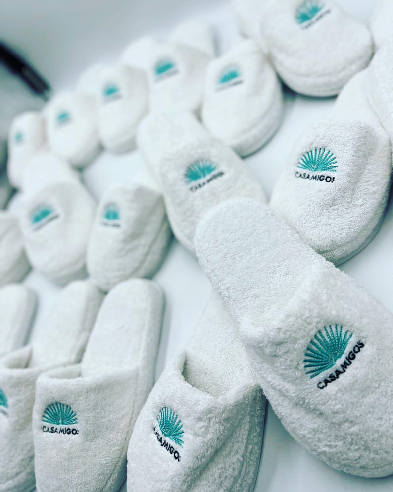 Custom Logo Turkish Terry Cotton Slippers, Branded Corporate Gifts, Promotional Spa Hotel Slippers, Bulk Company Giveaway image 4