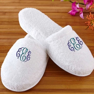 Personalized Turkish Terry Slippers, Spa Soft Plush Comfortable Lounging, 100% Turkish Terry Cotton, Gift for Her and Him