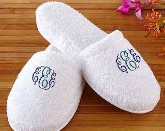 Personalized Turkish Terry Slippers, Spa Soft Plush Comfortable Lounging, 100% Turkish Terry Cotton, Gift for Her and Him