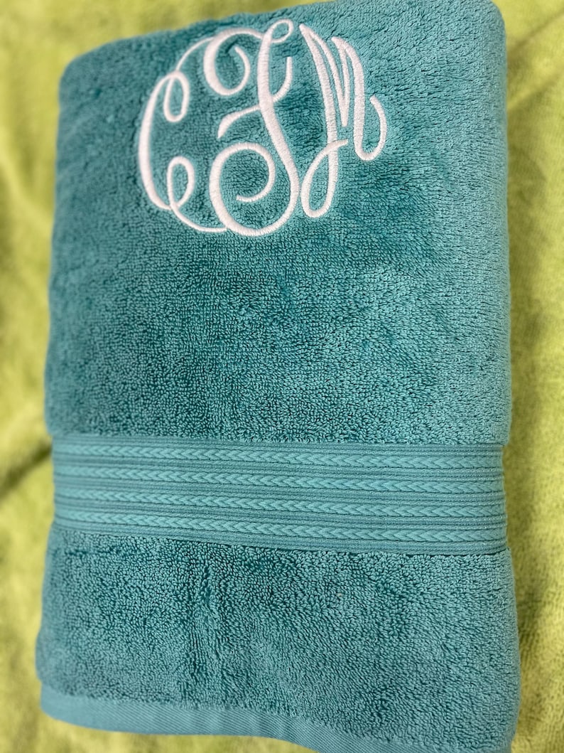 Personalized Bath Towel 28" x 54", Eco-Friendly Custom Monogrammed/Embroidered, 100% Cotton, Wedding, Birthday and Anniversary Gift image 10