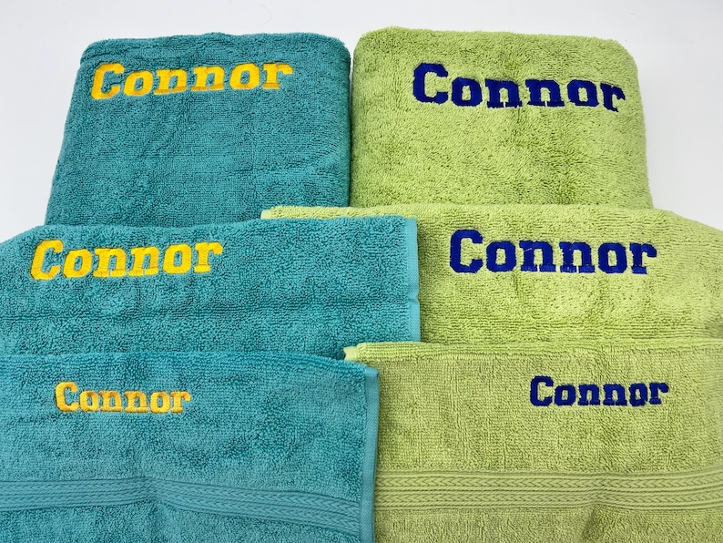 Personalized 3 piece Bath Towel Set, Embroidered Bath Towel, Hand Towel, Wash Cloth image 9