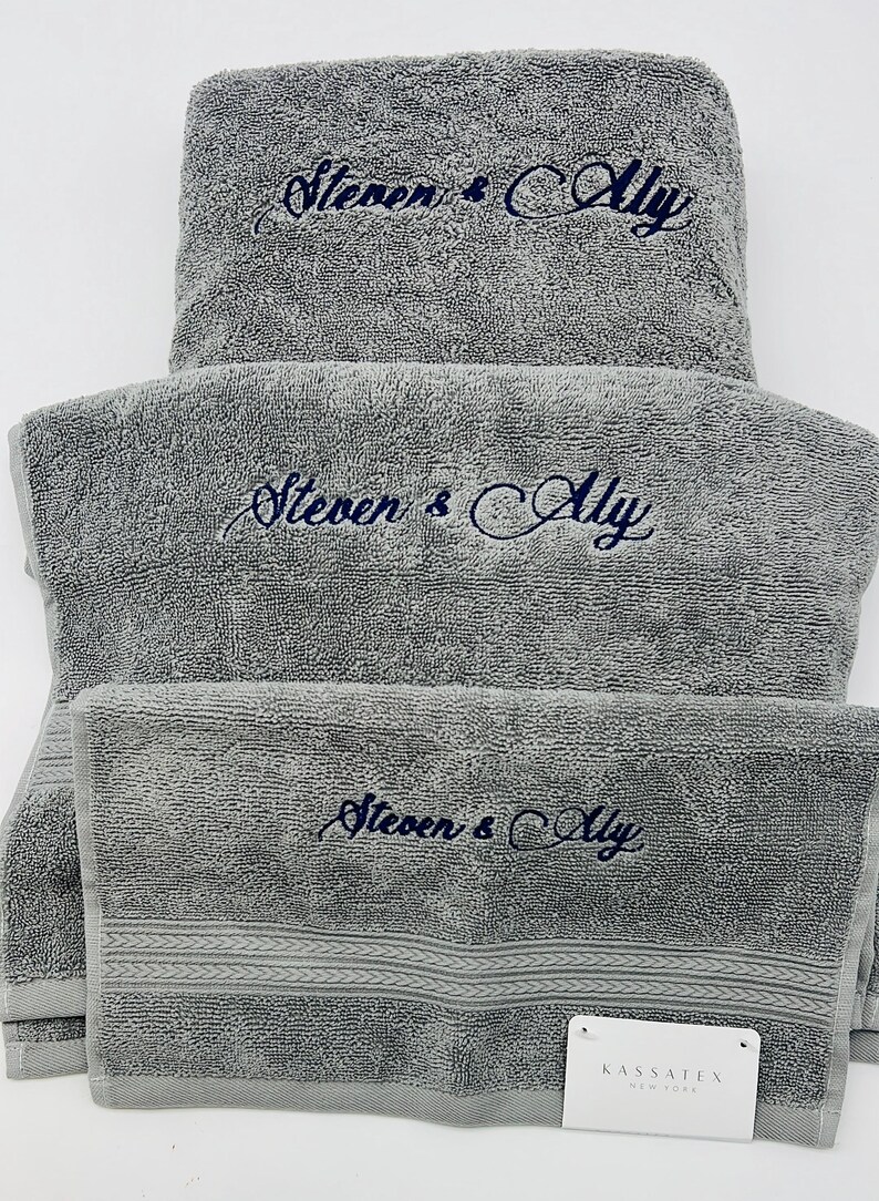 Personalized 3 piece Bath Towel Set, Embroidered Bath Towel, Hand Towel, Wash Cloth image 8