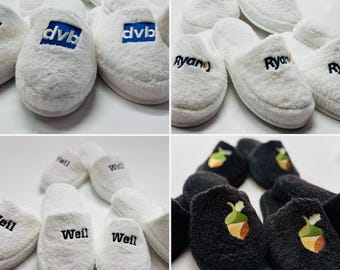 Custom Logo Turkish Terry Cotton Slippers, Branded Corporate Gifts, Promotional Spa Hotel Slippers, Bulk Company Giveaway
