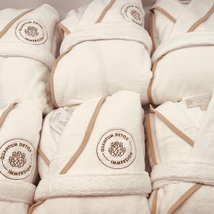 Personalized Turkish Plush Robe with Piping, Monogrammed 100% Cotton, Custom, Embroidered, Couples, Wedding Robe | Made in Turkey image 12