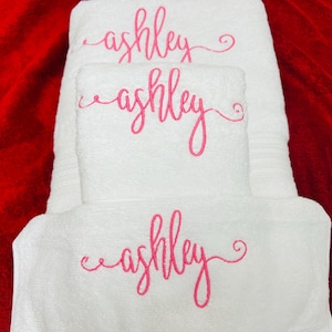 Personalized 3 piece Bath Towel Set, Embroidered Bath Towel, Hand Towel, Wash Cloth image 15
