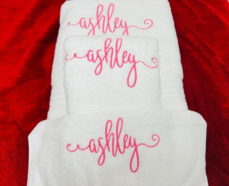 Personalized 3 piece Bath Towel Set, Embroidered Bath Towel, Hand Towel, Wash Cloth image 15