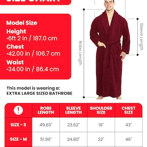 Personalized Full Ankle Length Terry Shawl Bathrobe, Embroidered, Monogrammed, Custom Robe, 100% Combed Pure Turkish Cotton, Unisex image 6