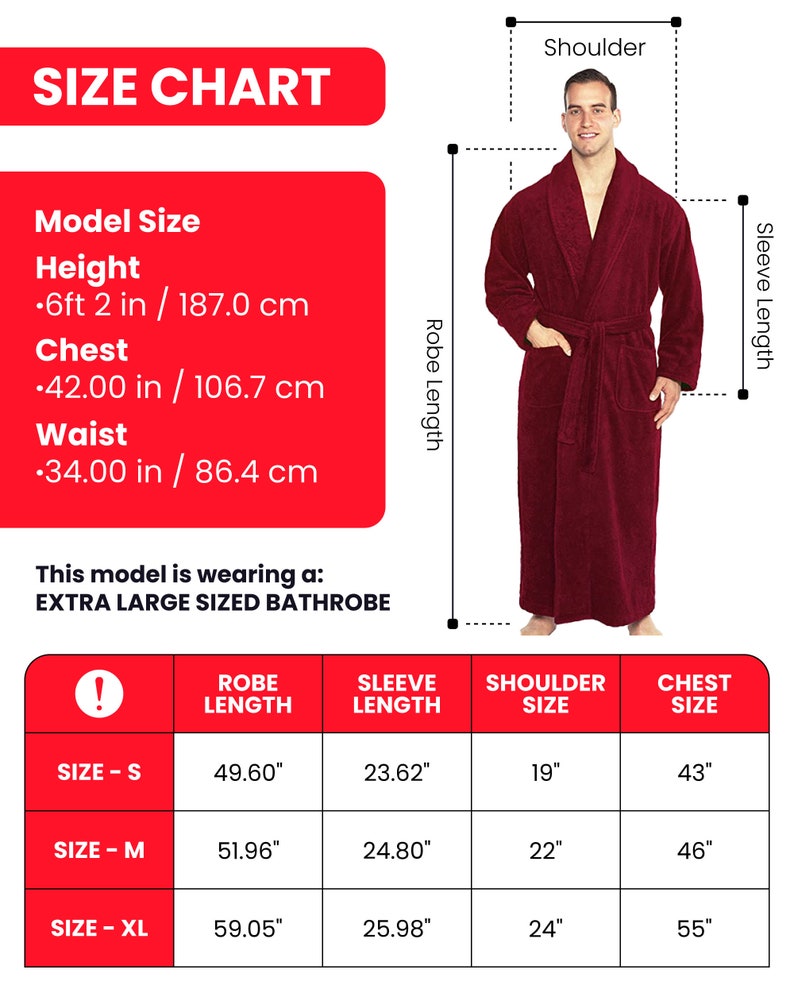 Personalized Full Ankle Length Terry Shawl Bathrobe, Embroidered, Monogrammed, Custom Robe, 100% Combed Pure Turkish Cotton, Unisex image 6