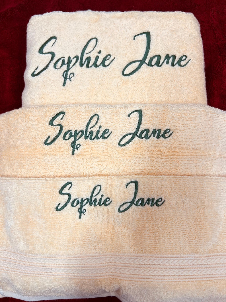 Personalized 3 piece Bath Towel Set, Embroidered Bath Towel, Hand Towel, Wash Cloth image 13