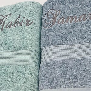 Personalized Bath Towel 28" x 54", Eco-Friendly Custom Monogrammed/Embroidered, 100% Cotton, Wedding, Birthday and Anniversary Gift image 9