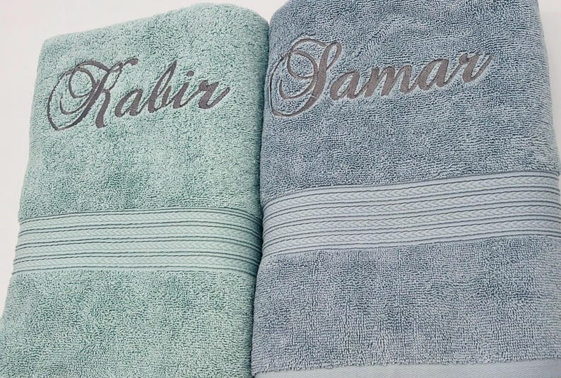 Personalized Bath Towel 28" x 54", Eco-Friendly Custom Monogrammed/Embroidered, 100% Cotton, Wedding, Birthday and Anniversary Gift image 9