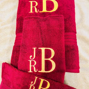 Personalized 3 piece Bath Towel Set, Embroidered Bath Towel, Hand Towel, Wash Cloth image 14