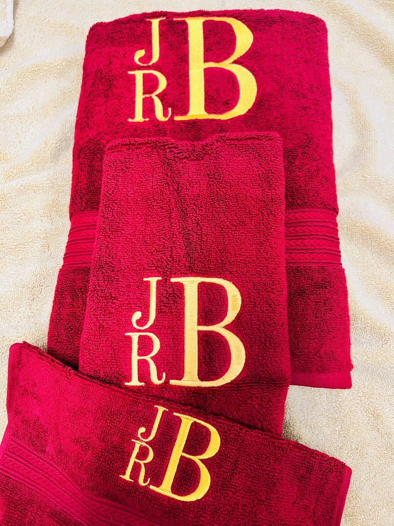 Personalized 3 piece Bath Towel Set, Embroidered Bath Towel, Hand Towel, Wash Cloth image 14