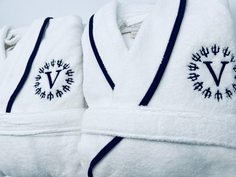 Personalized Turkish Plush Robe with Piping, Monogrammed 100% Cotton, Custom, Embroidered, Couples, Wedding Robe | Made in Turkey image 15