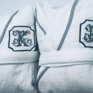 Personalized Turkish Plush Robe with Piping, Monogrammed 100% Cotton, Custom, Embroidered, Couples, Wedding Robe | Made in Turkey image 11