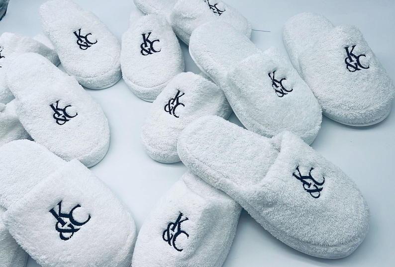 Custom Logo Turkish Terry Cotton Slippers, Branded Corporate Gifts, Promotional Spa Hotel Slippers, Bulk Company Giveaway image 7