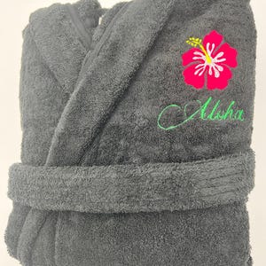 Personalized Hooded Turkish Terry Bath Robe, Monogrammed Robe with Hood, Embroidered, Custom Terry 100% Cotton Gift image 15