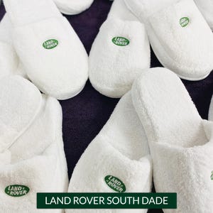 Custom Logo Turkish Terry Cotton Slippers, Branded Corporate Gifts, Promotional Spa Hotel Slippers, Bulk Company Giveaway image 2