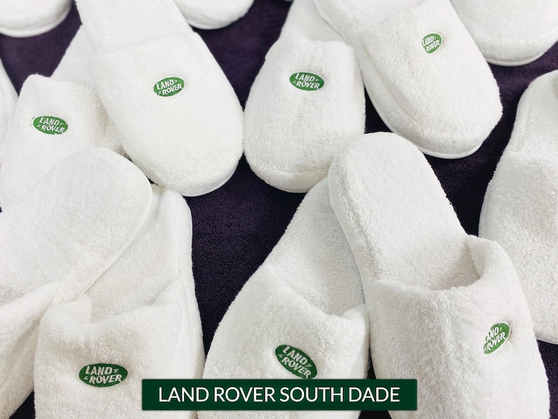 Custom Logo Turkish Terry Cotton Slippers, Branded Corporate Gifts, Promotional Spa Hotel Slippers, Bulk Company Giveaway image 2