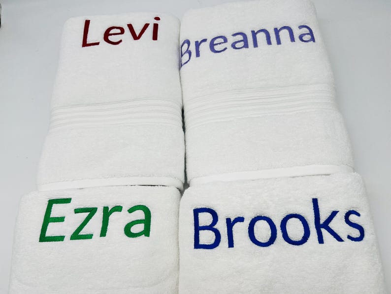 Personalized Bath Towel 28" x 54", Eco-Friendly Custom Monogrammed/Embroidered, 100% Cotton, Wedding, Birthday and Anniversary Gift image 12