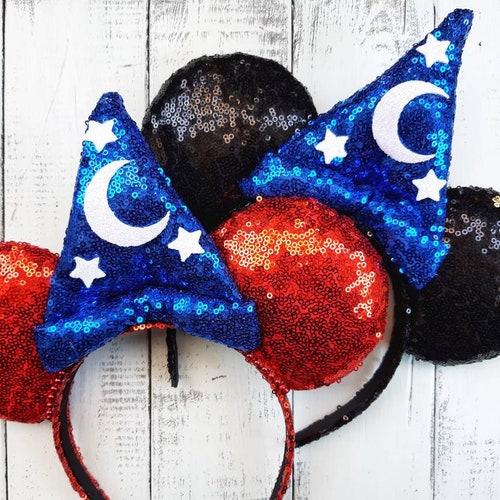 Mickey Sorcerer's Apprentice Inspired Ears in Red or Black Etsy