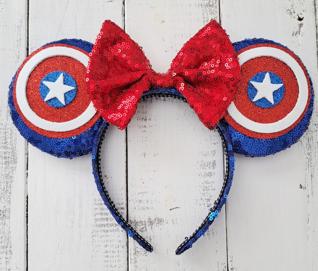 2021 Disney Parks Marvel Captain America Minnie Ear Headband 2021 Disney Parks Marvel Captain America Super Soldier  main image 4