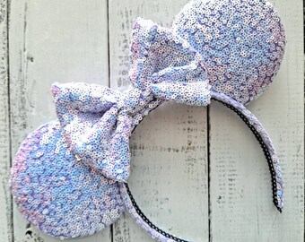 Unicorn Sequin & Pink Blue Iridescent ears