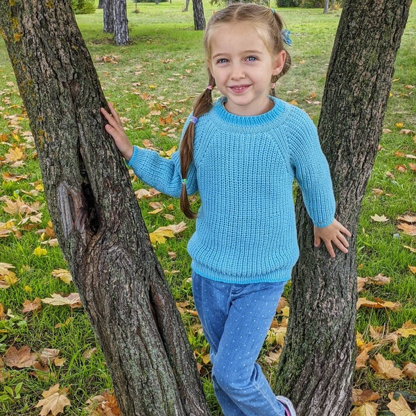 Hand Knit Pullover Organic Cotton Baby Toddler  Unisex Sweater For Kids