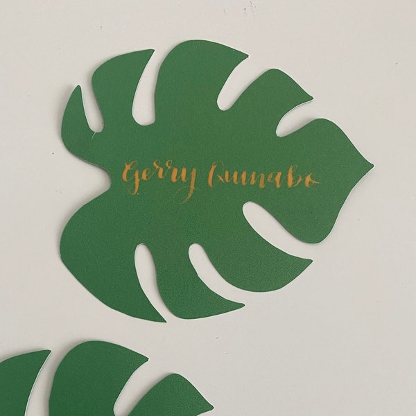 Monstera Leaf Wedding Place Cards - Wedding Seating Chart - Tropical Place Cards - Customized Place Cards - Blank Place Cards