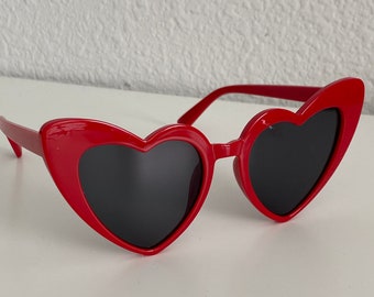 Heart Sunglasses Bachelorette Party - Bachelorette Party Favors - Custom Heart Sunglasses - Red and White Heart Sunglasses