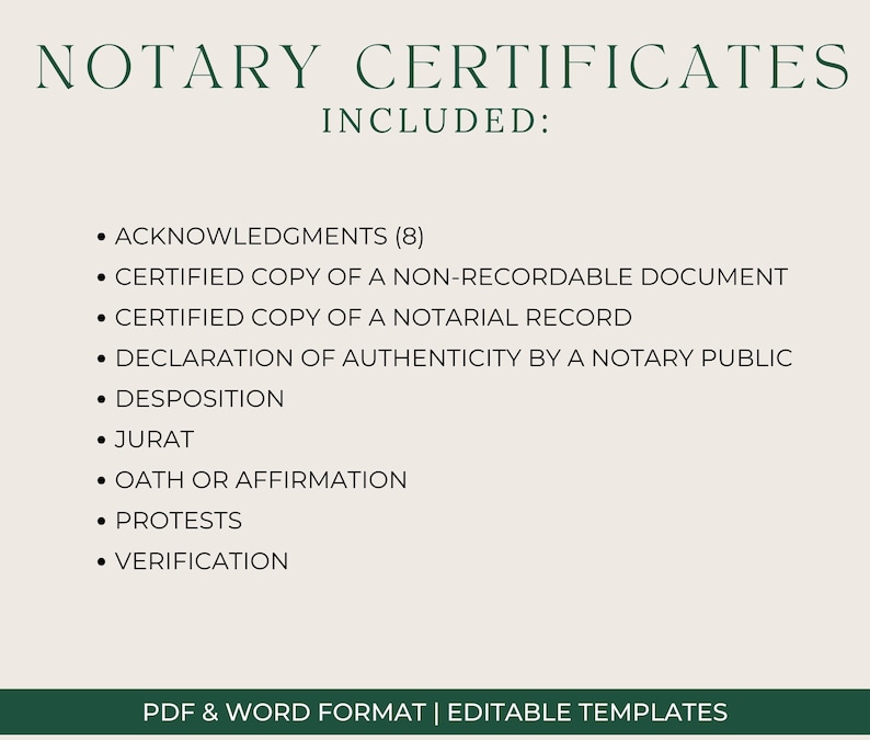 17 EDITABLE Notary Certificates Acknowledgements Jurat Oath 17 EDITABLE Notary Certificates Acknowledgements Jurat Oath