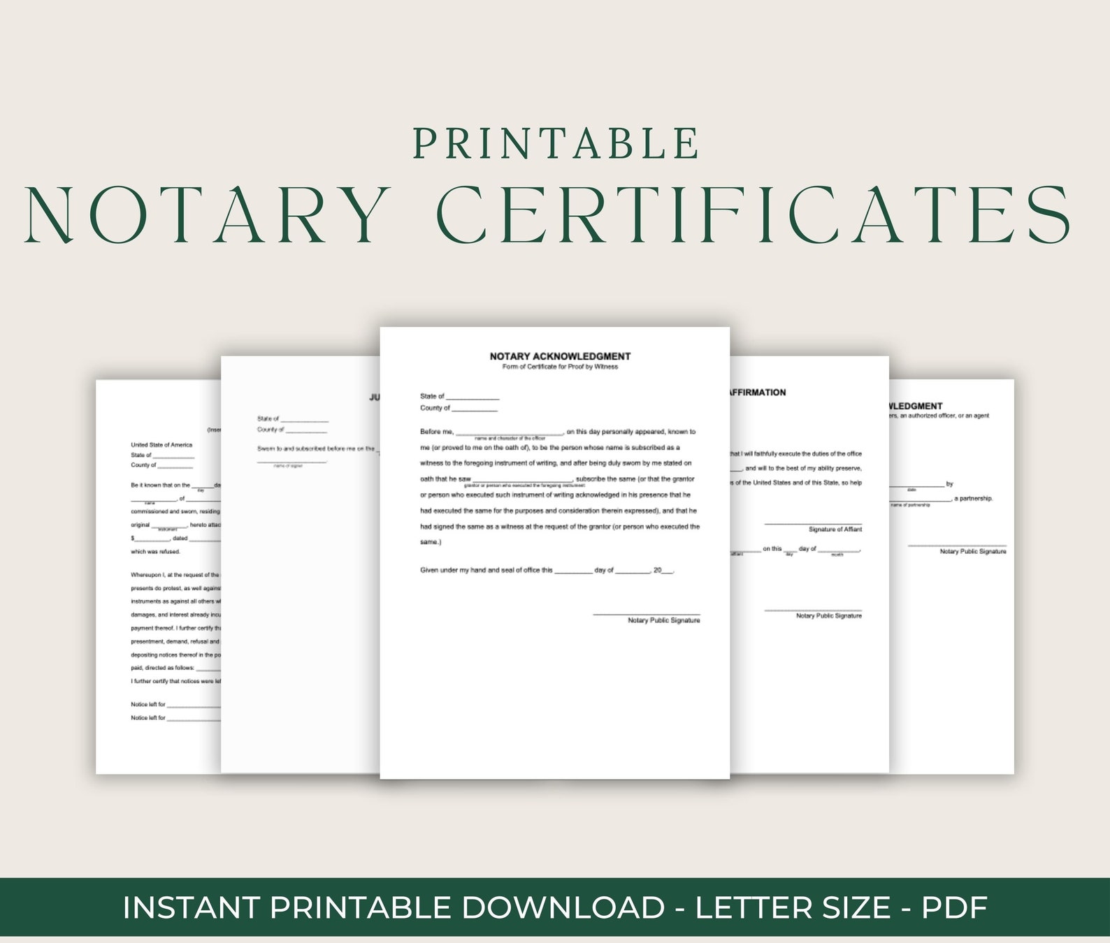 17 Printable Notary Certificates Acknowledgements Jurat Oath